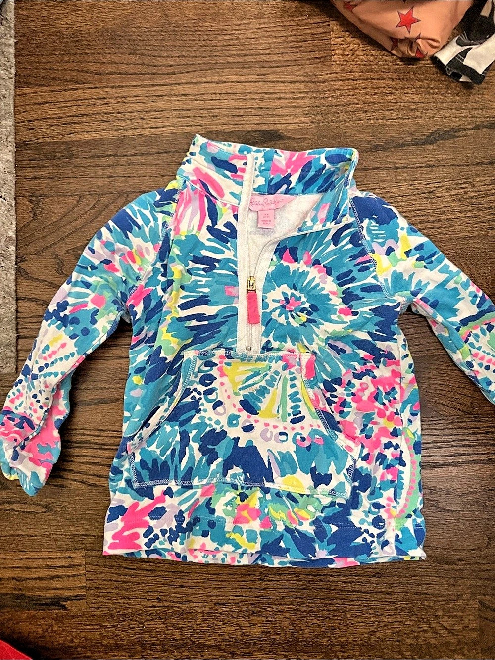 Lilly Pulitzer Girls Mini Eleni Terry Pullover Blue & Pink